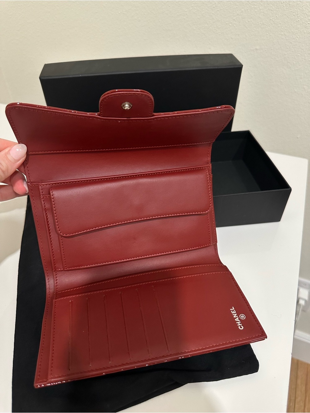 Chanel Quilted Red Patent Leather CC Logo Long Wallet with Box & Dust Bag - Picture 3 of 4
